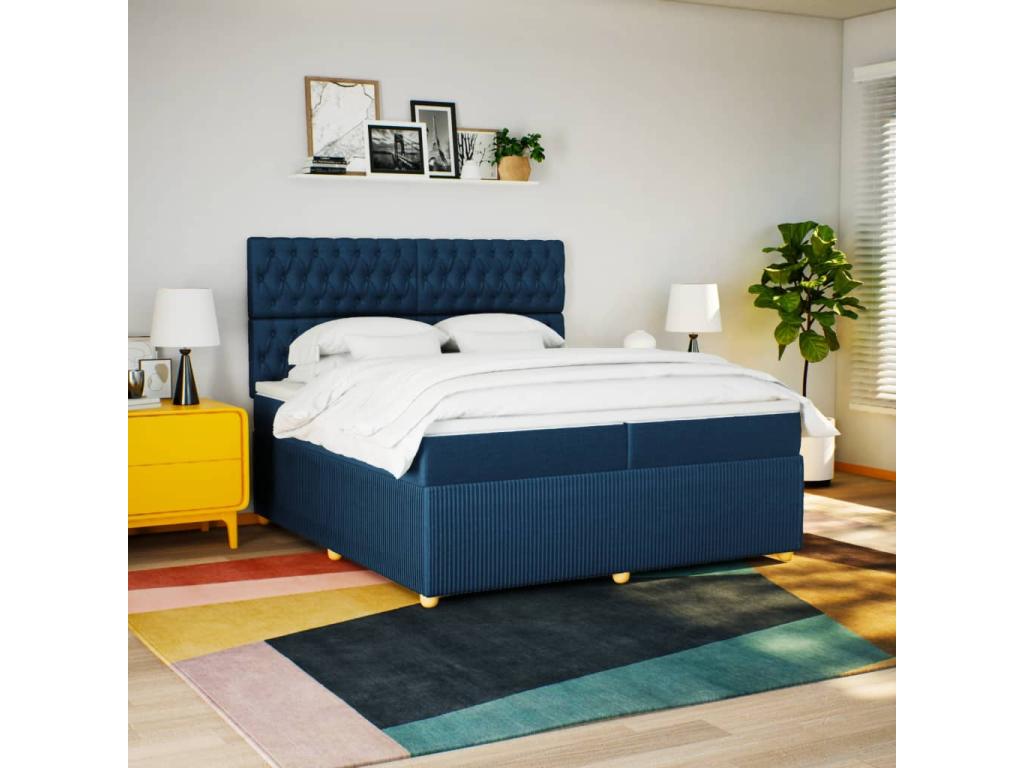 Sommier à Artvivrestore de lit avec matelas Bleu 200x200 cm Tissu 88550CKEZ