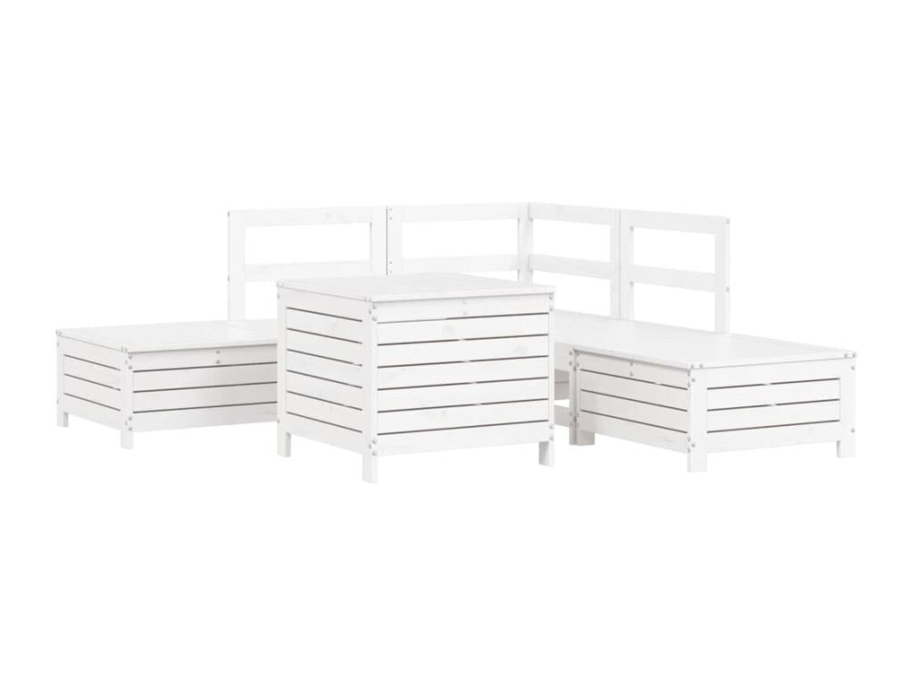 Salon de jardin 6 pcs blanc bois de pin massif 98418JURW