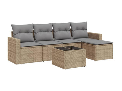 Salon de jardin avec coussins 6 pièces beige résine tressée 79542XMTJ