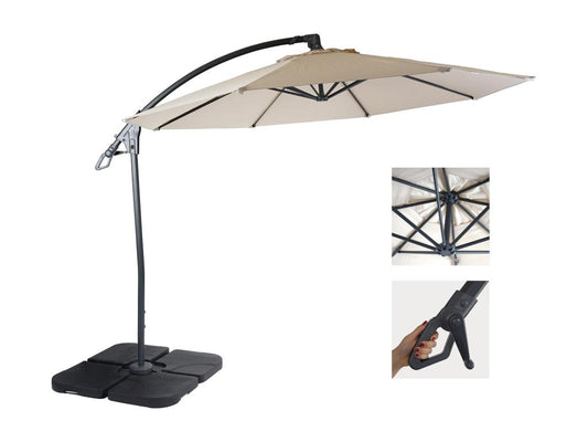 Parasol déporté de luxe Maisonpuretop-D14 protection contre le soleil 3m - crème / blanc avec support 64870RYQE