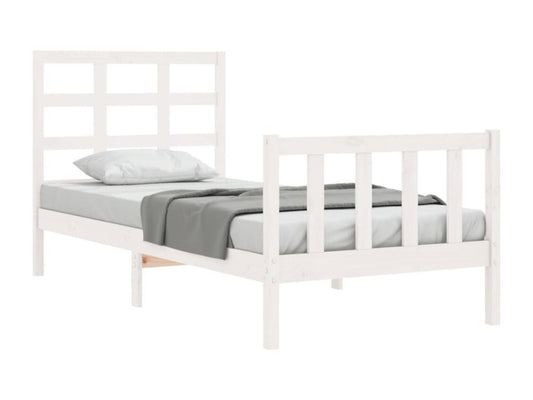 Cadre de lit avec tête de lit blanc petit simple bois massif 96625MJLD