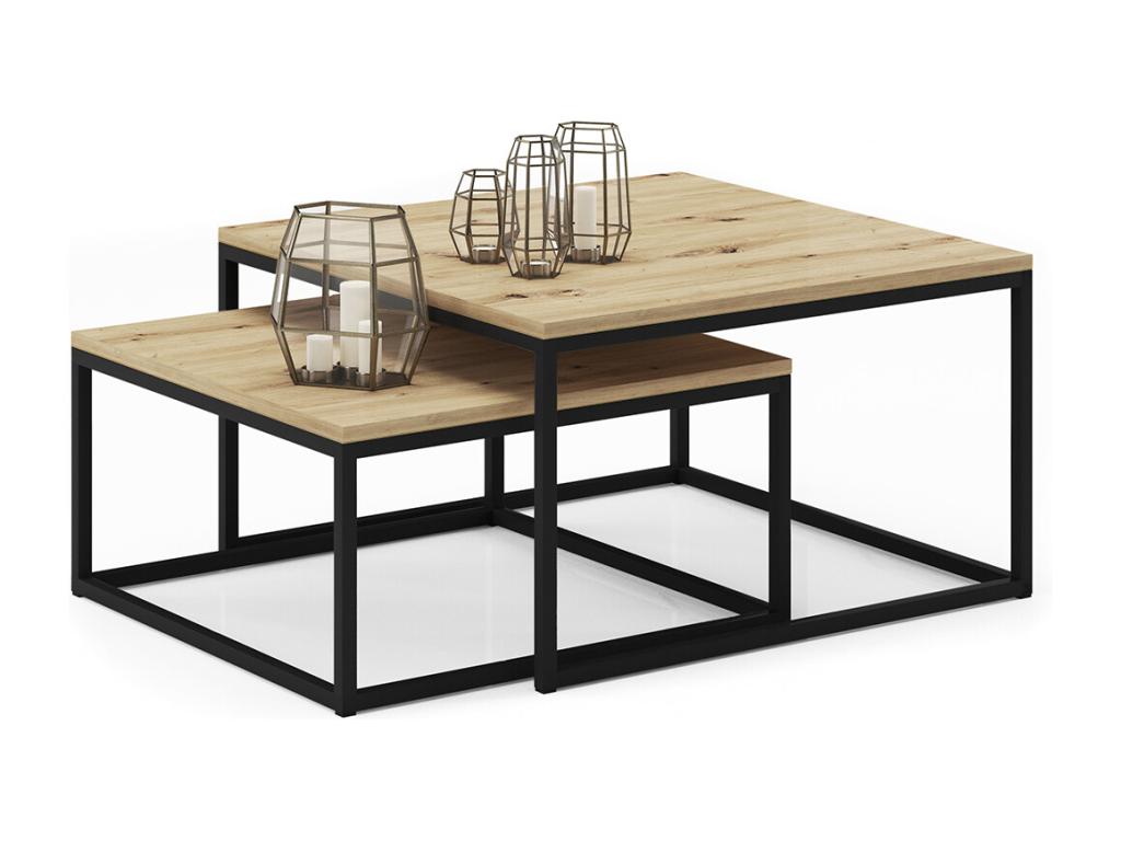 Tables basses gigognes Maisonpuretop Bois et Noir 62563USFZ