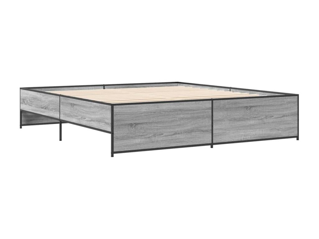 Cadre de lit Maisonpuretop gris 180x200 cm bois d'ingénierie et métal 54520JLGL