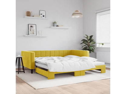 Lit de jour avec lit gigogne jaune 100x200 cm velours 02138YBCA