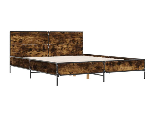 Cadre de lit chêne fumé 140x190 cm bois d'ingénierie et métal 23352HJWQ