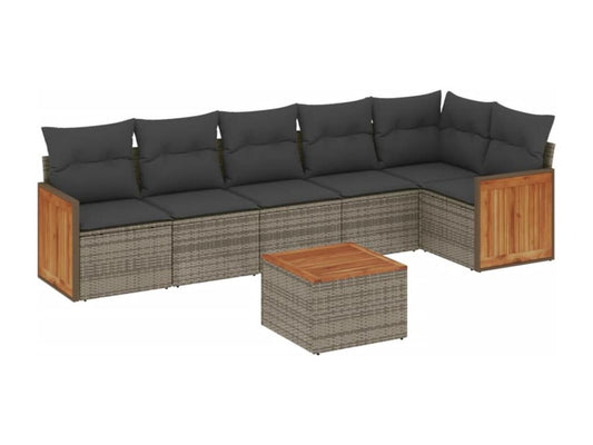 Salon de jardin avec coussins 7 pcs gris résine tressée 59396YIKX