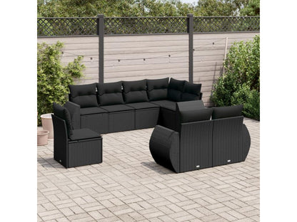 Salon de jardin 8 pcs avec coussins noir résine tressée 91701QRSO