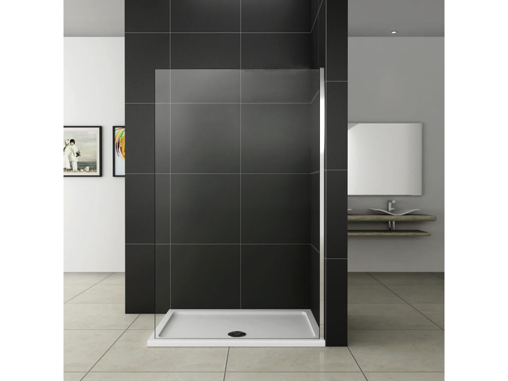 Paroi de douche à l'italienne 80x200cm en 8mm verre trempé anticalcaire sans barre de fixation 25568RBML