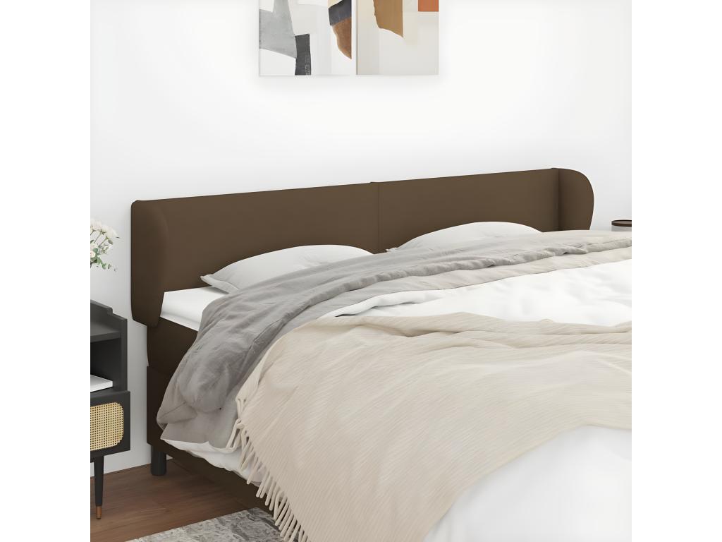 Tête de lit avec oreilles Marron foncé 163x23x78/88 cm Tissu 11703USOT
