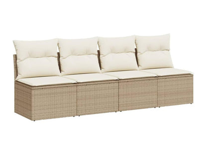Canapé de jardin avec coussins 4 places beige résine tressée 18453KUMJ