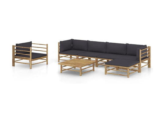 Salon de jardin 7 pcs avec coussins gris foncé Artvivrestore 21737AHIG