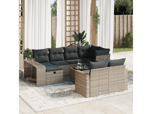 Salon de jardin 11 pcs avec coussins gris résine tressée 50458RKTW