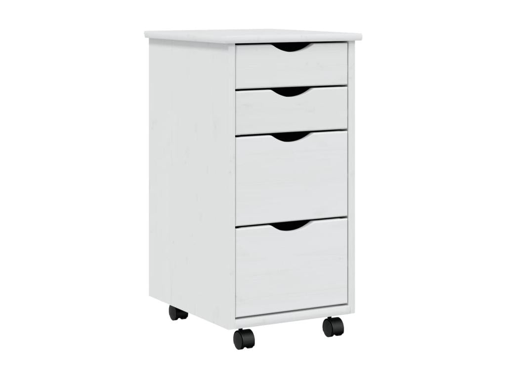 Armoire roulante avec tiroirs Maisonpuretop blanc bois de pin solide 63423SRGG