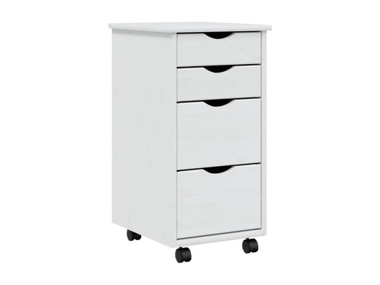Armoire roulante avec tiroirs Maisonpuretop blanc bois de pin solide 63423SRGG