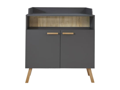 Meuble Bébé-Enfant - Commode avec plan à langer - Mélaminé - Gris - 96 - 103 - 77 cm 76708UYGV