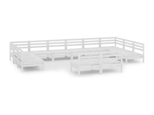 Salon de jardin 12 pcs Blanc Bois de pin massif 07715UFKV