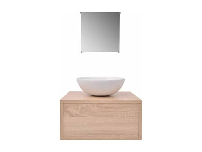 Meuble de salle de bain 4 pcs avec lavabo et robinet Beige 77746FOEE