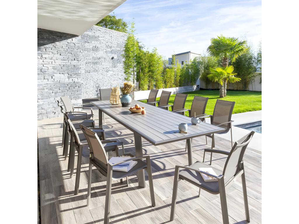 Table extensible alu 12p seigle/praline Maisonpuretop 58901QMVT