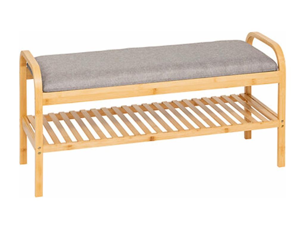 Banc à chaussures meuble à chaussures en bois coloris naturel et coussin polyester 92861PQEG