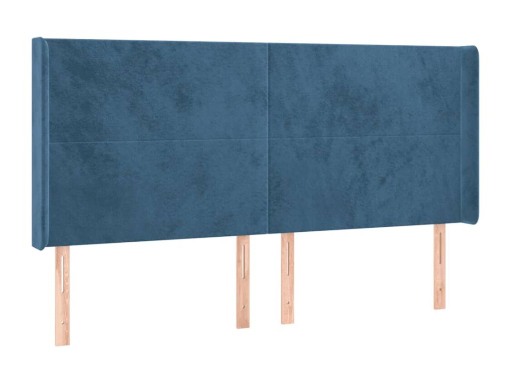 Sommier à Maisonpuretop de lit matelas et LED Bleu foncé 200x200 cm 75100TFWI