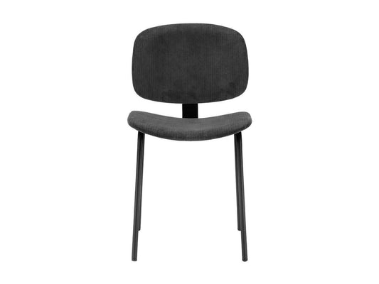 Maisonpuretop - Lot de 4 Chaises en Velours Côtelé Noir Piétement Métal 12997FCML