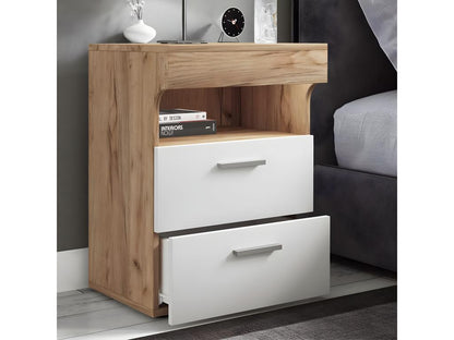 Maisonpuretop Table de nuit Table d'appoint Porte pivotante Console Boxspring Table de nuit Slepal M chêne miel / blanc 06261IFRW