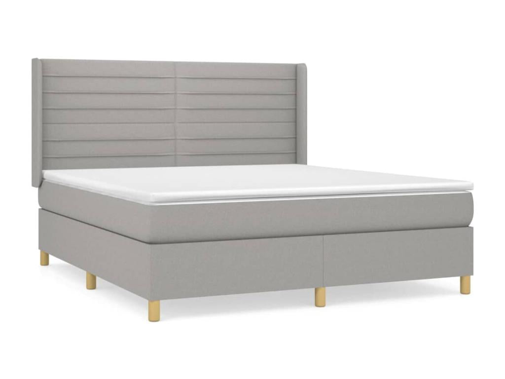 Lit à sommier tapissier avec matelas Gris clair 180x200cm Tissu 49298ZZOJ