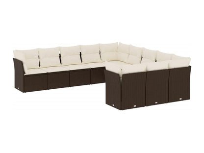 Salon de jardin et coussins 11 pcs marron résine tressée 46279VWGI