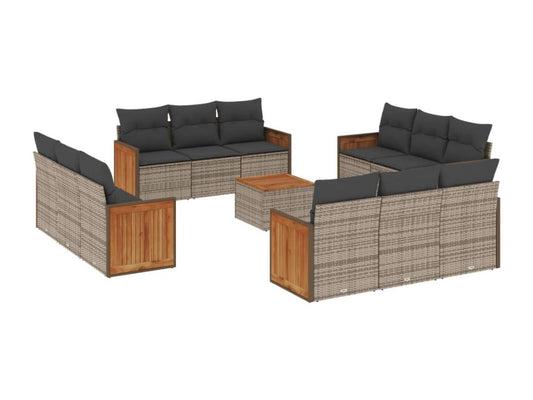 Salon de jardin avec coussins 13 pcs gris résine tressée 60873FCHS