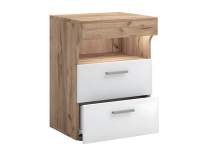 Maisonpuretop Table de nuit Table d'appoint Porte pivotante Console Boxspring Table de nuit Slepal M chêne miel / blanc 06261IFRW