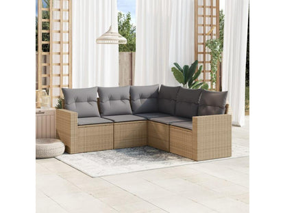 Salon de jardin avec coussins 5 pcs beige résine tressée 89498DDRS