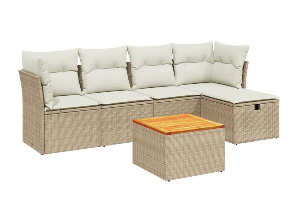 Salon de jardin avec coussins 6 pcs beige résine tressée 37807PPMG