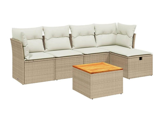 Salon de jardin avec coussins 6 pcs beige résine tressée 37807PPMG