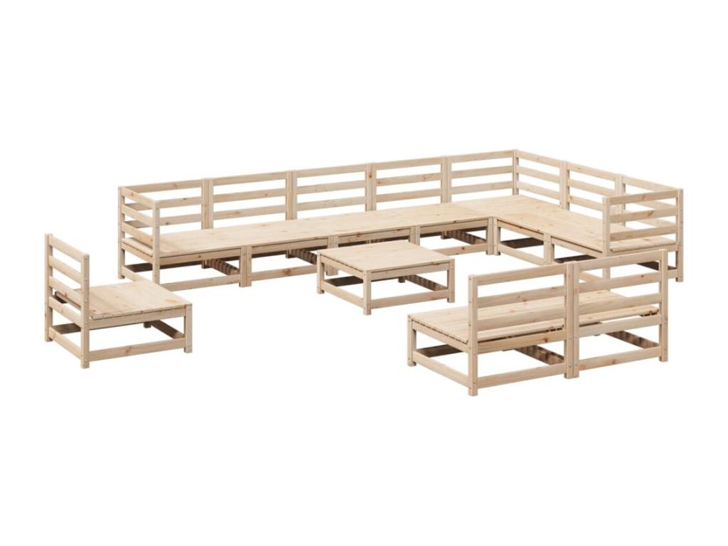 Salon de jardin 11 pcs bois de pin massif 47961MWPF