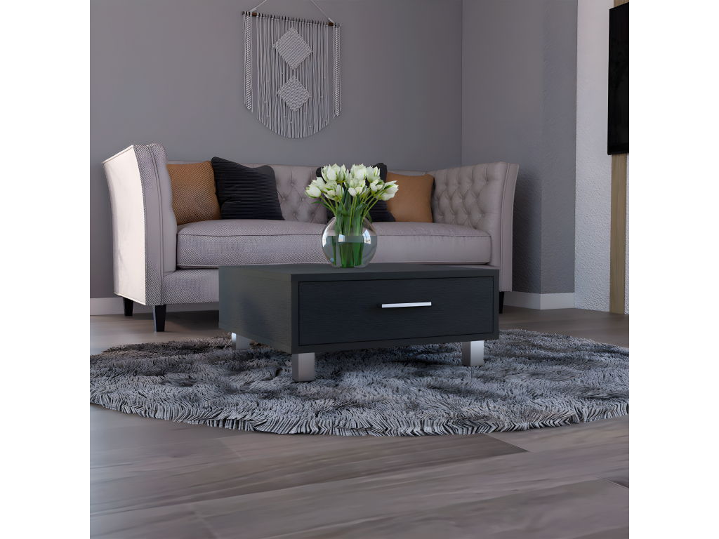 Table centrale de Pékin avec 1 tiroir 26,3 cm à x 60 cm P x 60 cm et Wengue 10497BAOQ