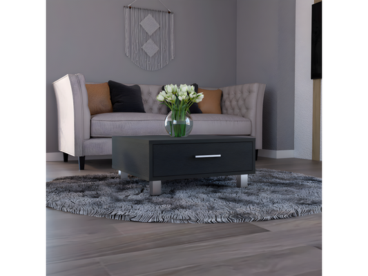 Table centrale de Pékin avec 1 tiroir 26,3 cm à x 60 cm P x 60 cm et Wengue 10497BAOQ