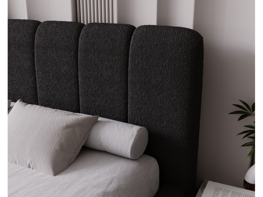 Maisonpuretop Lit coffre 160x200 Maisonpuretop Lit Rembourré avec Rangement - Lit bouclé Noir Anthology 19 71611MDXW