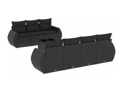 Salon de jardin 8 pièces avec coussins noir résine tressée 85733WVML