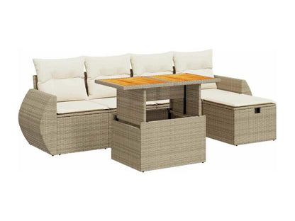 Salon de jardin 6 pcs avec coussins beige résine tressée Maisonpuretop 59052CAEQ