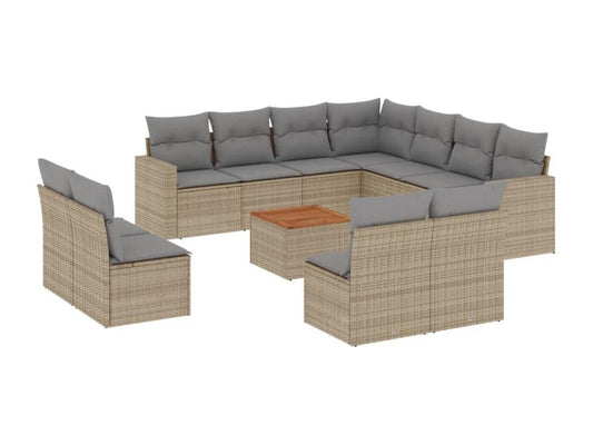 Salon de jardin avec coussins 12 pcs beige résine tressée 22772WIVB