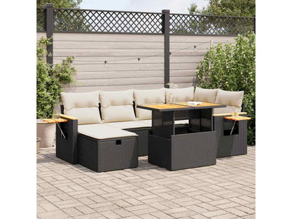 Salon de jardin 8 pcs avec coussins noir résine tressée 23088FIAB