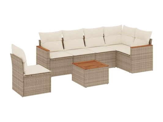 Salon de jardin avec coussins 7 pcs beige résine tressée 56591VEUA