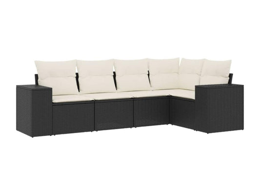 Salon de jardin 5 pcs avec coussins noir résine tressée 52238WMFG