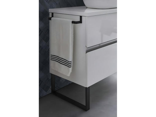 Meuble de salle de bain avec 2 tiroirs suspendus blanc brillant vasque à poser miroir - Longueur 60 x Hauteur 56 x Profondeur 46.5 cm 17828QJCQ