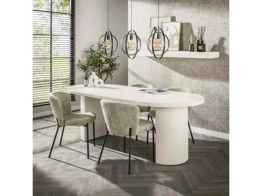 Table à manger blanche en marbre composite 215 cm Maisonpuretop 85854LIUA