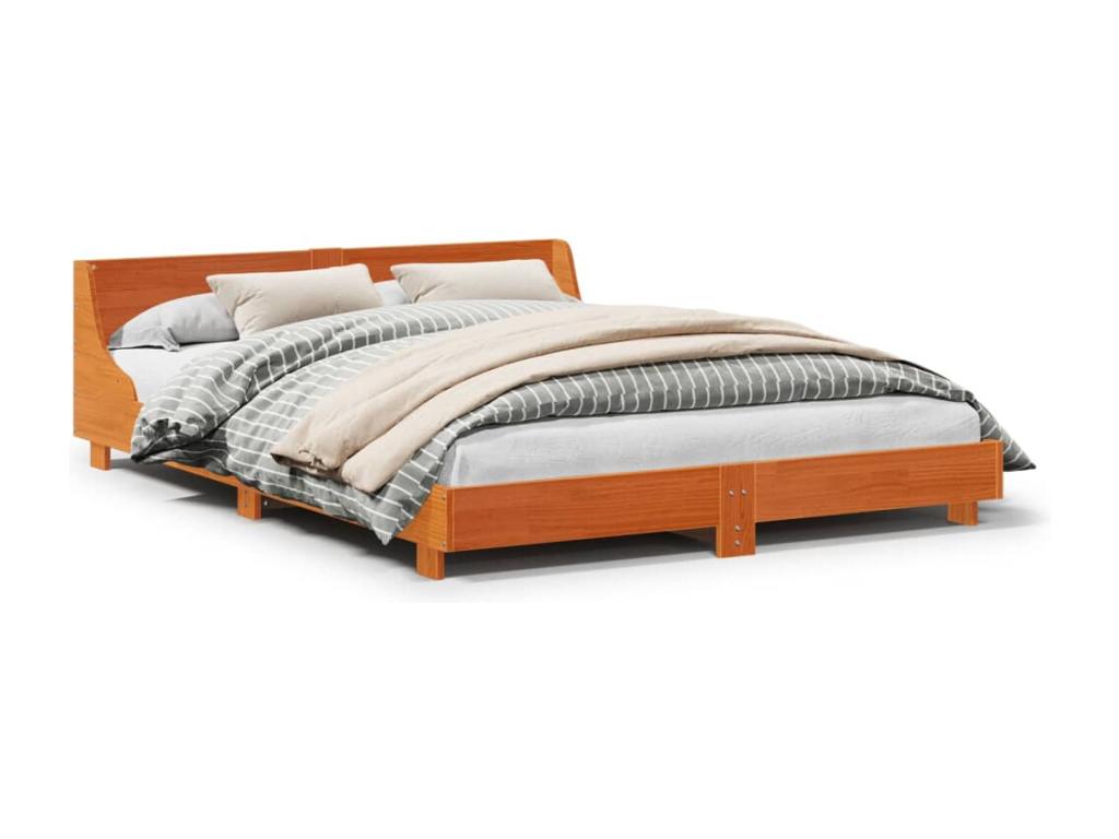 Cadre de lit sans matelas cire marron 120x200cm bois pin massif 52941BOZG