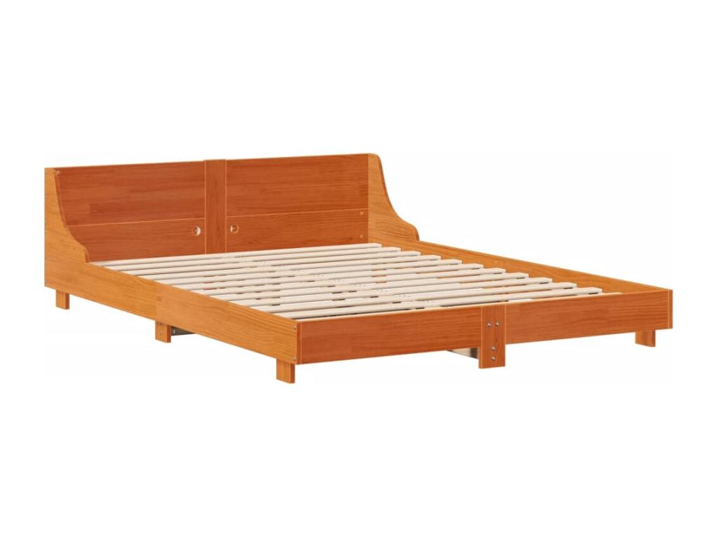 Cadre de lit sans matelas cire marron 120x200cm bois pin massif 52941BOZG