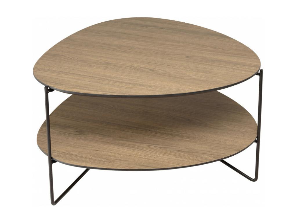 FLEUR- Table basse 2 plateaux forme Artvivrestoreïde couleur moka pieds métal 48047LJGH