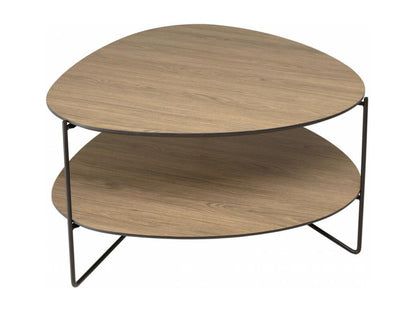 FLEUR- Table basse 2 plateaux forme Artvivrestoreïde couleur moka pieds métal 48047LJGH