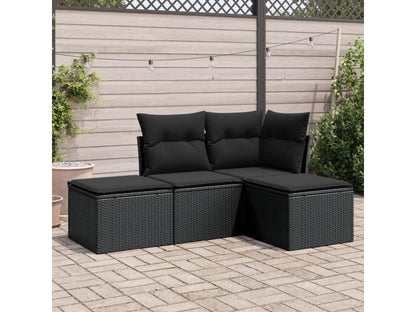 Salon de jardin 4 pcs avec coussins noir résine tressée 81016JIJX
